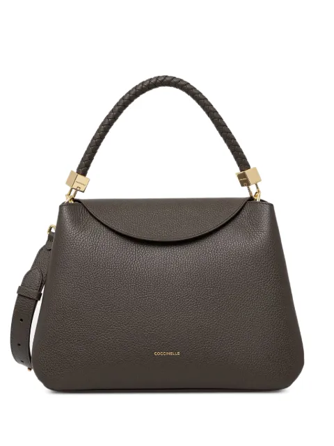Coccinelle medium Coccinelle Tiggy braided-handle leather tote bag Brown E1VCK180101