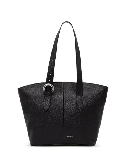 Coccinelle buckle-detail pebbled-leather tote bag Black E1VGF110101