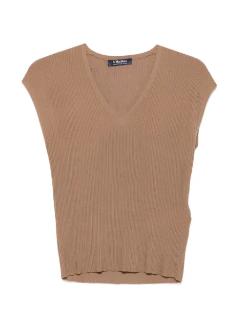 'S Max Mara ribbed V-neck top Brown 2629356011600