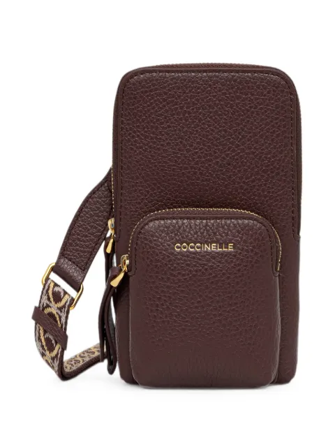 Coccinelle mini Coccinelle Pixie pebbled leather phone bag Brown E5PM0270101