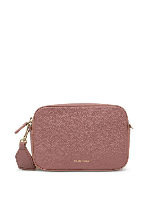 Coccinelle small Tebe grained-leather logo-strap shoulder bag Pink E5MN555I101