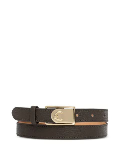 Coccinelle logo-plaque grained leather belt Brown E3SSL114401