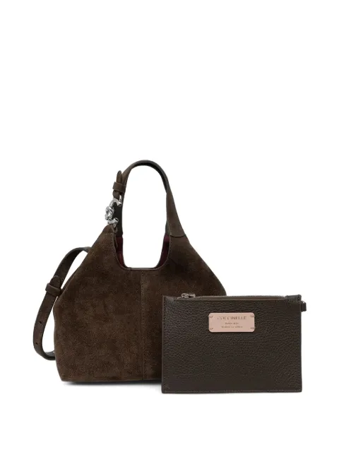 Coccinelle suede logo-plaque tote bag Brown E1THE580101