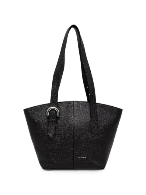 Coccinelle buckle-detail pebbled tote bag Black E1VGF110201