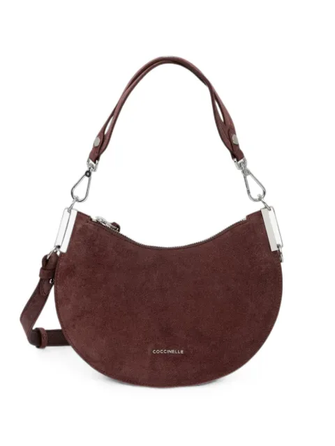 Coccinelle Sunup suede crescent-shaped shoulder bag Brown E1QKG130301