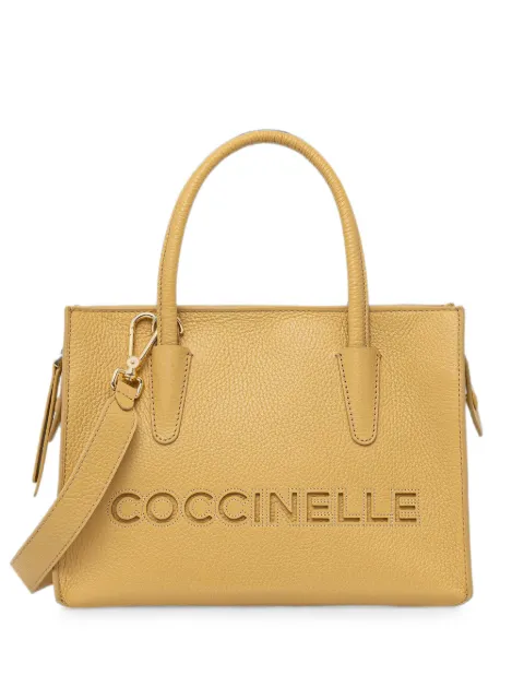 Coccinelle logo-debossed pebbled tote bag Yellow E1UAK180101