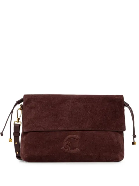 Coccinelle suede logo-embossed shoulder bag Brown E1V9G130401