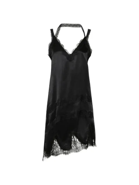 Marella lace-trim asymmetric midi dress Black 2623226141200