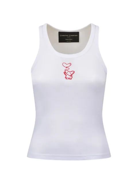 CHRISTINA CRAWFORD embroidered ribbed tank top White 01LOVI2526