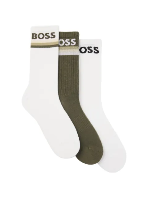 BOSS logo-knit striped socks White 50564504