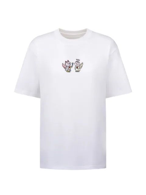 CHRISTINA CRAWFORD Angel And Devil embroidered logo-patch T-shirt White 02LOVI2526B