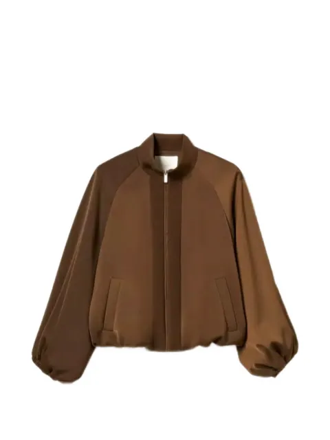 TWINSET zip-up balloon-sleeve bomber jacket Brown 262TP2132