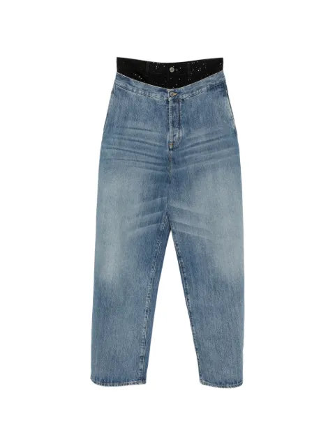 The Attico rhinestone-embellished layered-waistband jeans Blue 261WCP00322DMX001TR