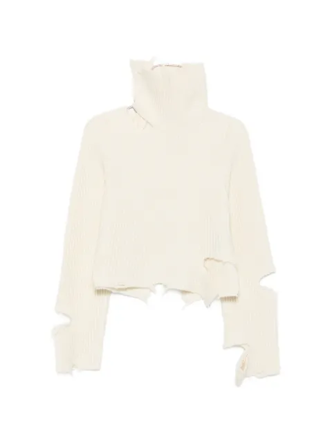 Haikure distressed-effect ribbed-knit sweater Neutrals HEW07117MC078PX
