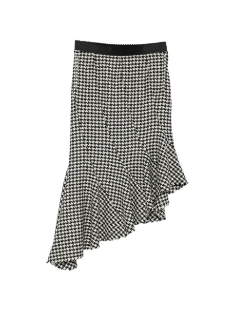 The Attico houndstooth-pattern asymmetric-hem midi skirt White 261WCS00319WWW067AA