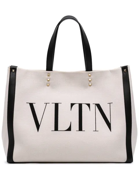 Valentino Garavani Pre-Owned 2018-2026 Medium Canvas Rockstud VLTN Tote satchel Brown Y3JOEAAOSUSQMU8W