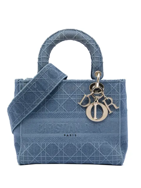 Christian Dior Pre-Owned 2020 Medium Canvas Cannage Lady D Lite satchel Blue Z6UUNS3ALR6MRJJ0