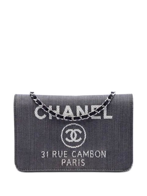 CHANEL Pre-Owned 2016-2017 Denim Deauville Wallet On Chain crossbody bag Blue XYDKJ9UNWGQE3VJ1