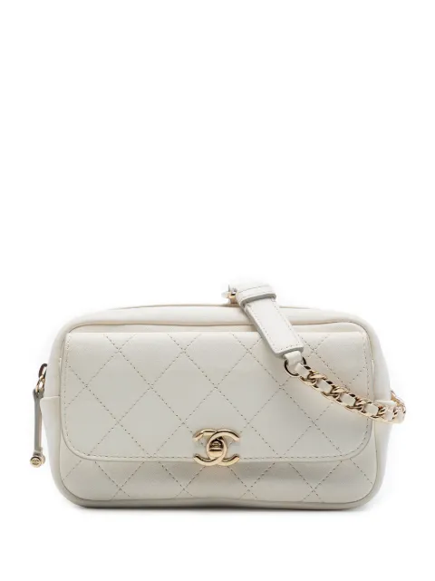 CHANEL Pre-Owned 2018-2019 Quilted Goatskin Casual Trip Waist Bag belt bag White TTT7J0HIGV714OEH