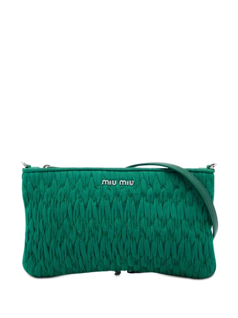 Miu Miu Pre-Owned 2010-2026 Matelasse Nylon Crystal Chain crossbody bag Green JN7NP8J7SISS1IKO