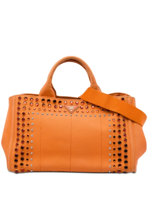 Prada Pre-Owned 2021-2026 Canvas Canapa Bijoux satchel Orange F2UOXI5Z8BFX6CCK