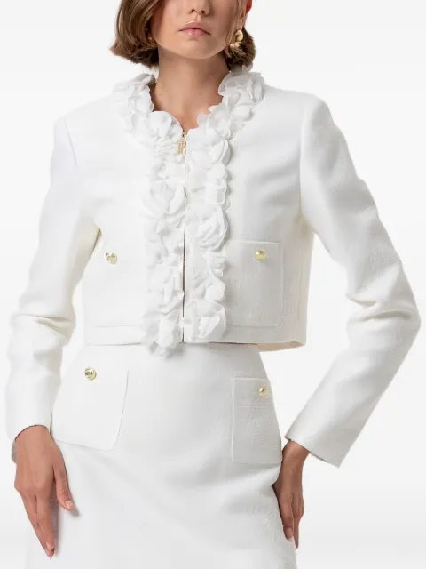 FRACOMINA floral-applique cropped tweed jacket Neutrals FR26SJ1005W8320