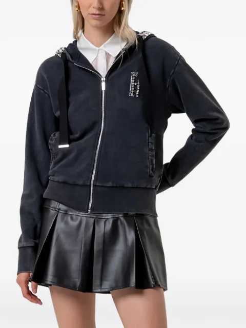 FRACOMINA crystal-embellished zip-up hoodie Black FR26ST9004F4090