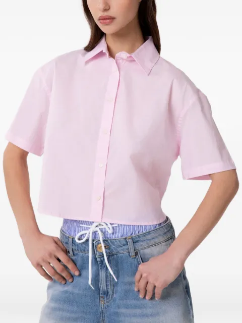 Gaëlle Paris crystal-embellished cropped shirt Pink GAABW09858