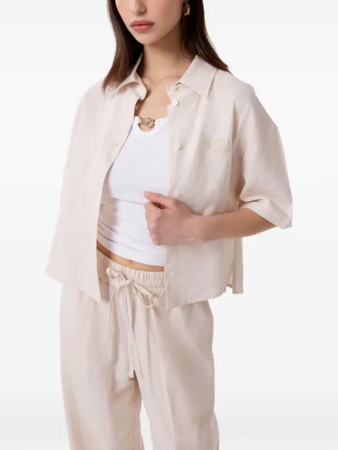 Gaëlle Paris cropped short-sleeve shirt Neutrals GAABW10025