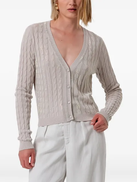 FRACOMINA sequin-embellished cable-knit cardigan Neutrals FR26ST8023K537R