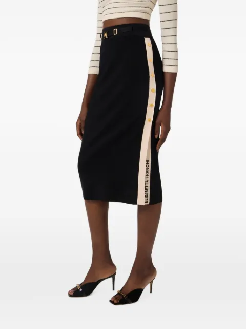 Elisabetta Franchi logo-jacquard knit midi skirt Black GK27S61E2