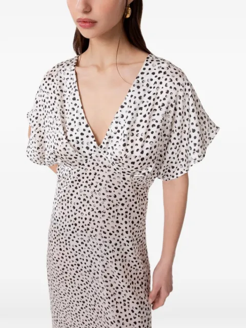 Gaëlle Paris polka-dot V-neck midi dress White GAABW10013