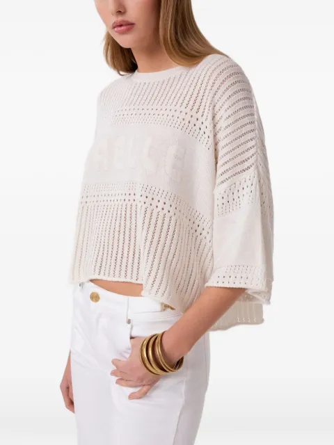 Gaëlle Paris logo-knit pointelle sweater Neutrals GAABW09406MTTM0001