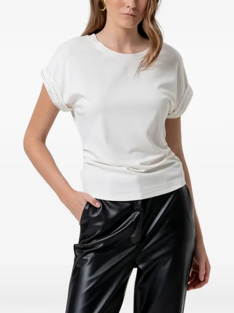 FRACOMINA crystal-embellished ruched T-shirt Neutrals FR26ST3017J49201
