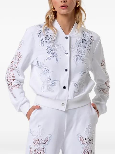 FRACOMINA embroidered lace-panel bomber jacket White FR26ST9005F409E5