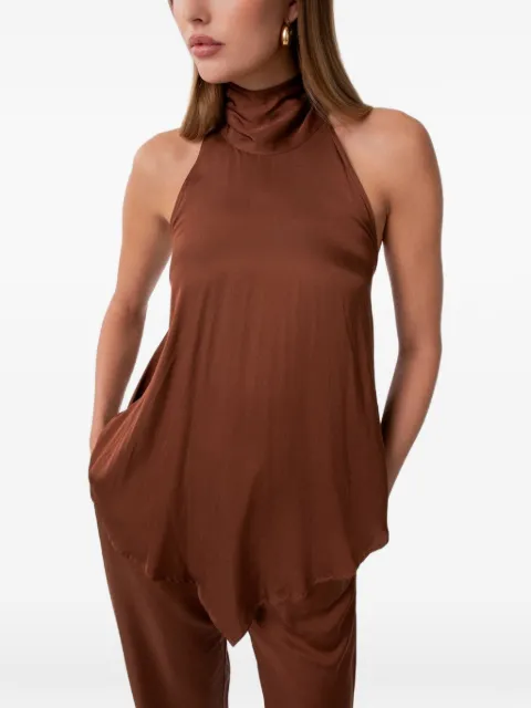 Gaëlle Paris halterneck tie-fastening top Brown GAABW09908TMTR0023