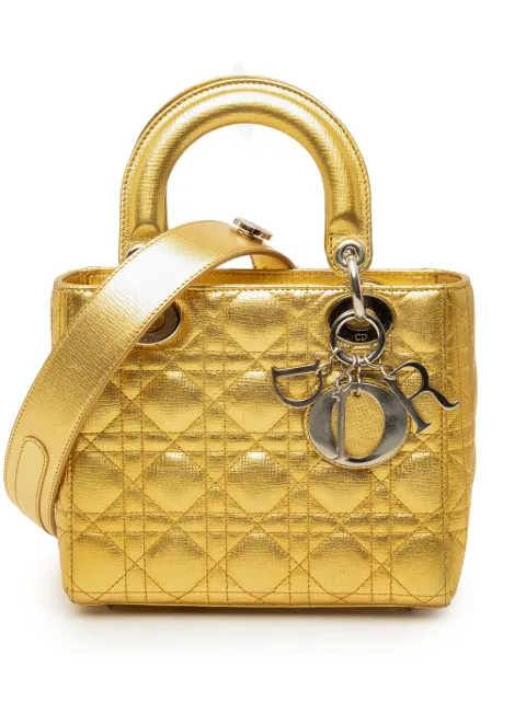 Christian Dior Pre-Owned 2016 Small Metallic Grained Calfskin Cannage My ABCDior Lady Dior satchel Gold SBAEHPBGVVSXUCLX