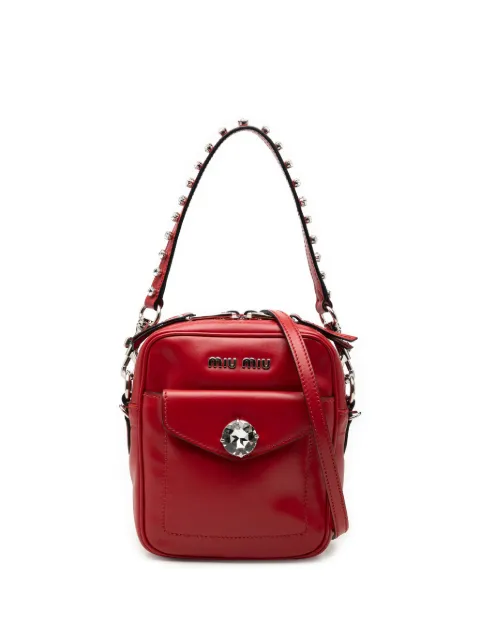 Miu Miu Pre-Owned 2010-2026 Vitello Soft Crystal Embellished Solitaire Camera Bag satchel Red IKUDZ80Y3FQ6Y1RX
