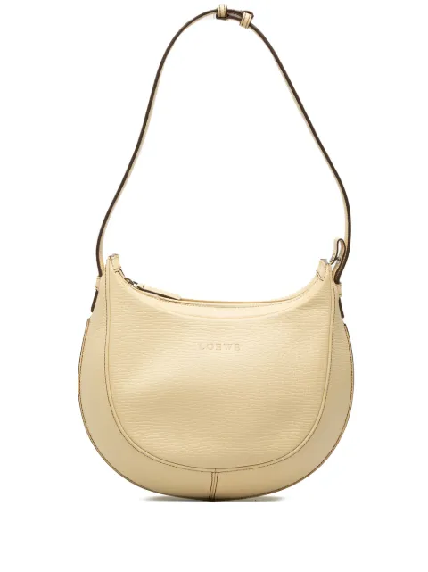 Loewe Pre-Owned 2010-2026 Embossed Leather Logo hobo bag White 5SOFRJRDMQ0MOZNU