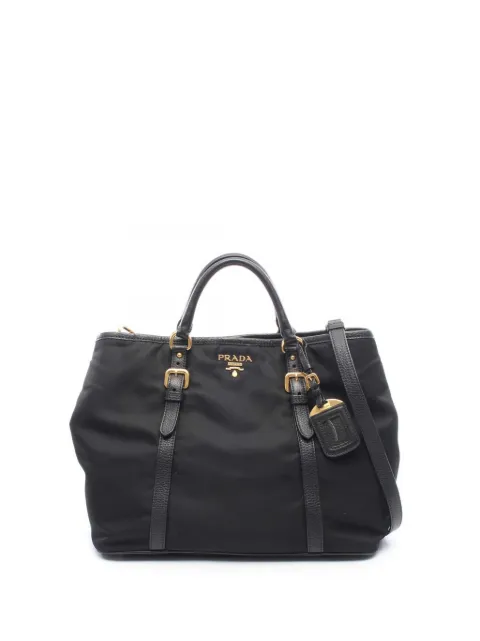 Prada Pre-Owned 2010-2016 Vitello Daino Trimmed Tessuto satchel Black A6ZE75M304JWJBAE