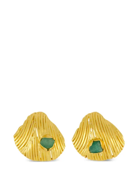 FENOMENA emerald shell-motif earrings Gold SE008E