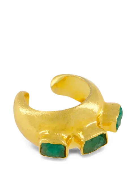 FENOMENA Havana Glow emerald ear cuff Gold DN007