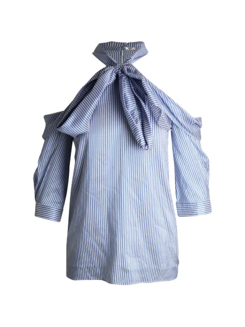 ERDEM Elin striped cold-shoulder top Blue NAPPUGBCL263401W