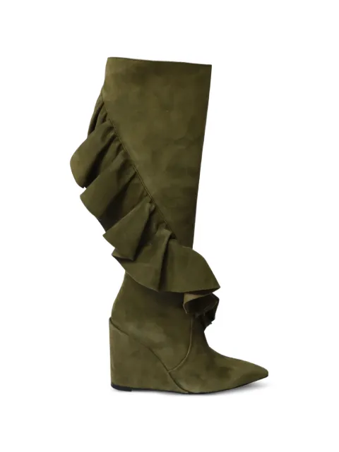 JW Anderson ruffle wedge-heel boots Green TONPUGBSH156675W