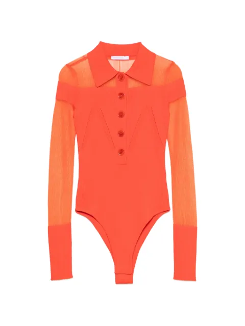 Patrizia Pepe sheer-panelled knit polo-shirt Orange 8K0013KK003R900