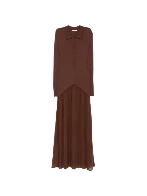 Patrizia Pepe ribbed-knit fluid-skirt dress Brown 8A0131KK002B896