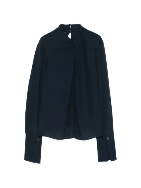Patrizia Pepe draped-collar long-sleeve blouse Blue 8C0063A8I1CB23