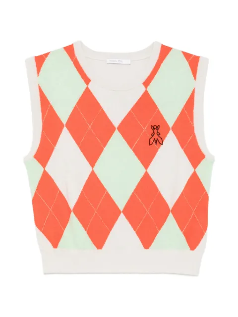 Patrizia Pepe argyle-knit wool sweater vest Neutrals 8K0376KK020F5O4