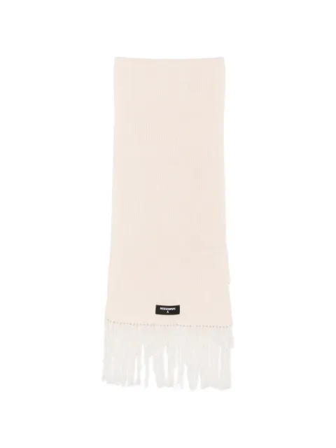 Patrizia Pepe fringed ribbed-knit scarf Neutrals 8F0057K9O3A