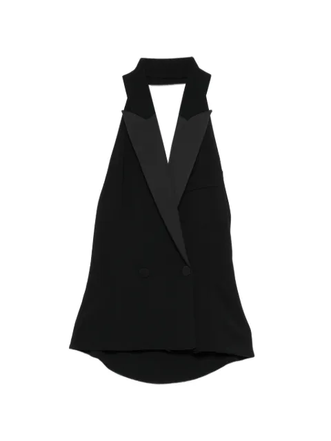 Patrizia Pepe tuxedo-style satin-lapel top Black 8C0324C7004K103